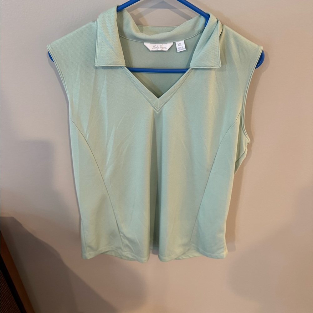 Lady Hagen Green Fitted Polo Blouse
